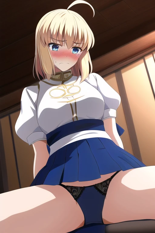 [NovelAI] Fate Saber Anime style Embarrassed Indoor Spread legs [Illustration]